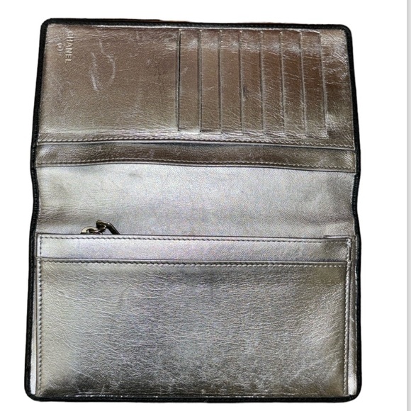 CHANEL Mademoiselle Coco Mark Logo Stripe Long  Leather Wallet w/COA - Picture 14 of 16